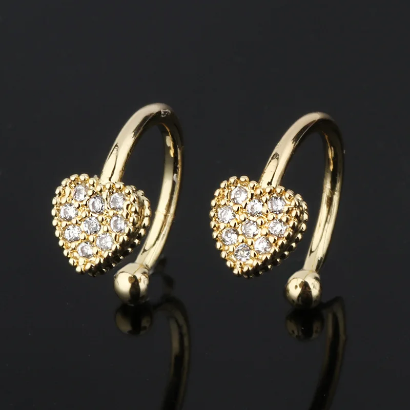 Gold color OMYFUN сережки в форме сердца, серьги для женщин и девушек, модные женские русские маленькие сережки-клипсы, богемное ювелирное изделие для ушей E94 - Окраска металла: Gold color