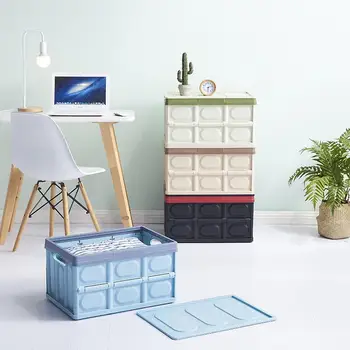 

Foldable Plastic Storage Box with Lid Bedroom Wardrobe Clothes Toys Drawer Organizer Large Capacity Car Trunk Container Box