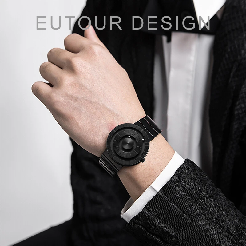 EUTOUR Magnetic Beads Men's Personality Creation Sports Watch Cool Concept Borderless Fashion Design Watch-Stainless Steel Strap