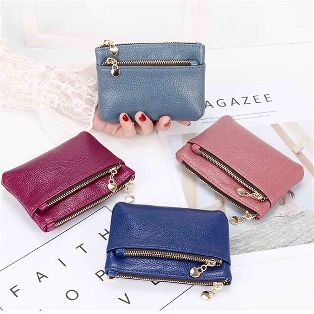 Portamonete in pelle PU modello litchi alla moda Mini portamonete Portafogli da donna Portacarte Custodia con cerniera Custodia portachiavi_voghion.com