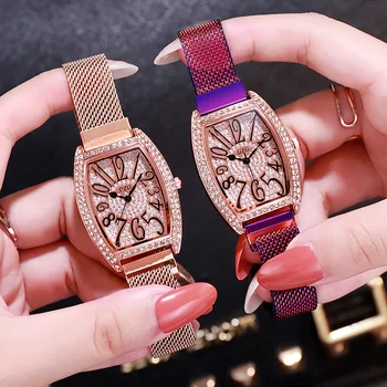 

Ladies Watches Luxury Rhinestone Women Wristwatch Fashion Square Numbers Quartz Wrist Watch Girls Black Bracelet Watch