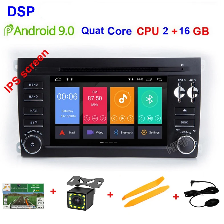 Ips DSP 4G ram 8 Core 2 Din Android 9 Автомобильный мультимедийный dvd-плеер gps навигация для Porsche Cayenne S GTS 2003-2010 автомобильный радиоприемник OBD - Цвет: Quad Core 2G 16G DSP