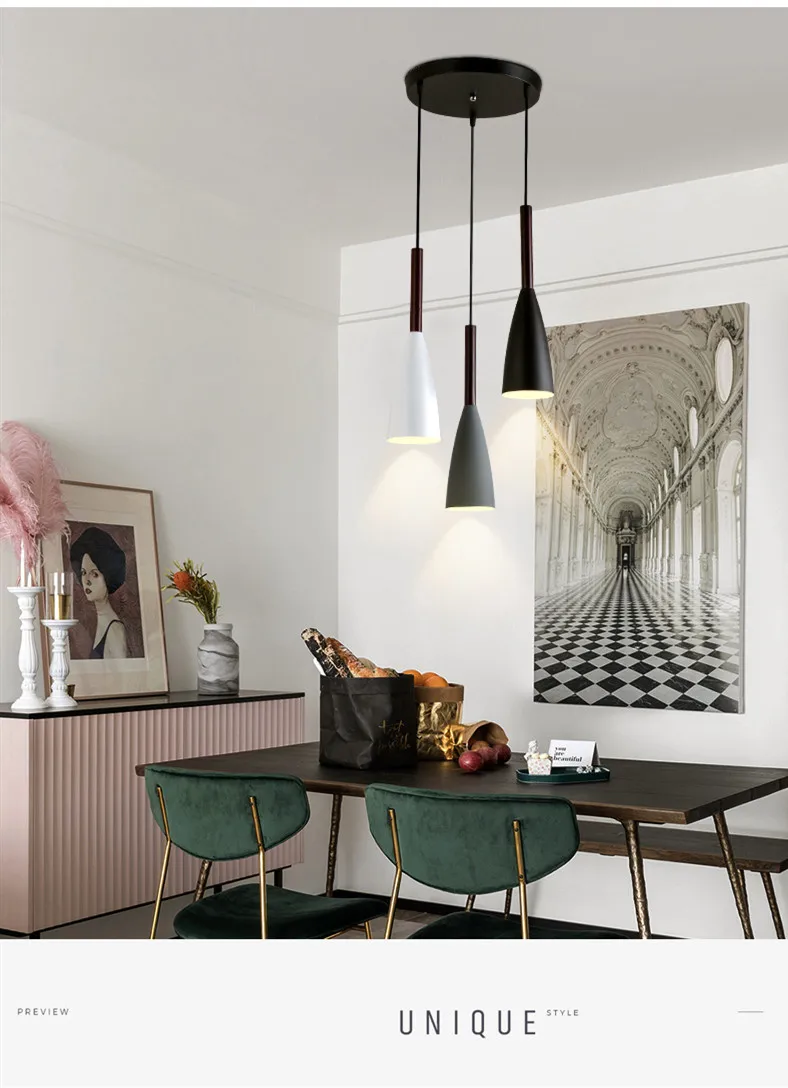 Современный скандинавский минимализм алюминиевый деревянный подвесной светильник Красочный светодиодный подвесной светильник для гостиной столовой кухонный светильник закрепленный