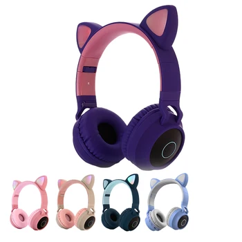 

Led Cat Ear Noise Cancelling Headphones Bluetooth 5.0 Headset Support TF Card 3.5mm Plug With Mic