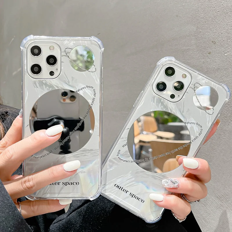 Luxury Glitter with Round Makeup Mirror Holder Phone Case for iPhone 13 11  12 PRO Max Xr Xs Max 7 8 Plus X Fundas Soft Bumperluxury Glitter with Wrist  - China Phone