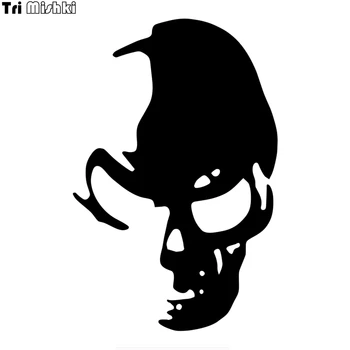 

Tri Mishki HZX855# 15*9.8cm Skull car sticker Vinyl Decals Motorcycle Accessories Stickers