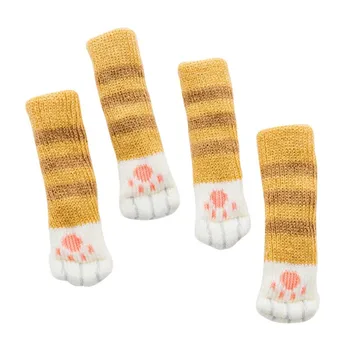 

X4pcs Knitting Cat Warm Chair Leg Socks Home Furniture Leg Floor Protectors Non-slip Table Legs Cover Prevent Cat Scratching