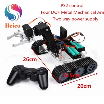 

1 Set Remote Control Robot Acrylic Chassis Tank Car Tracked Vehicle Base With Mechanical Arm for Arduino DIY Smart Model Kit