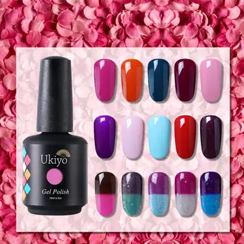 

Ukiyo 15ml Glitter Shimmer Gel Polish Soak Off Hybrid Varnishes Vernis Semi Permanent Nail Polish UV Nail Art Gel Lacquer Paint