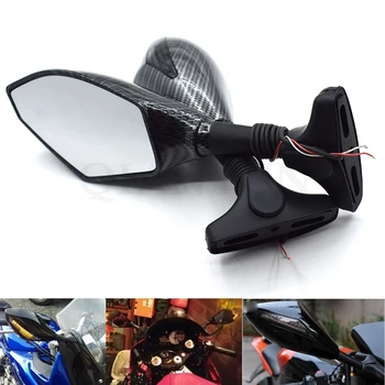 

Universal Motorcycle Rear View Side Wing Mirrors w/ LED Turn Signal Light For Suzuki GSXR600 GSF600S BANDIT GSF1200 BANDIT