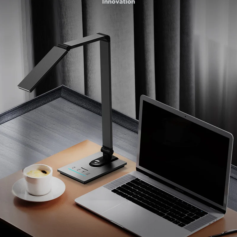 Goedkoop Panasonic Moderne Metalen Geborsteld Aluminium Saving Folding Touch Led Bureaulamp Kantoor Studie Lezen Werken Tafel Nachtlampje