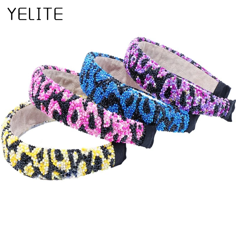 YELITE, Женская повязка на голову, Кристальные бусины, ободки, цветные стразы, Женская повязка на голову, новая мода, аксессуары для волос