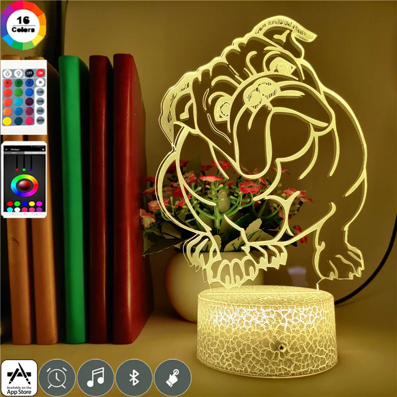 Animal Night Light for Children Cute Dog Puppy Sharpei 3d Acrylic Light Lamp for Kids Bedroom Decorative Bedside Lamp Xmas Gifts