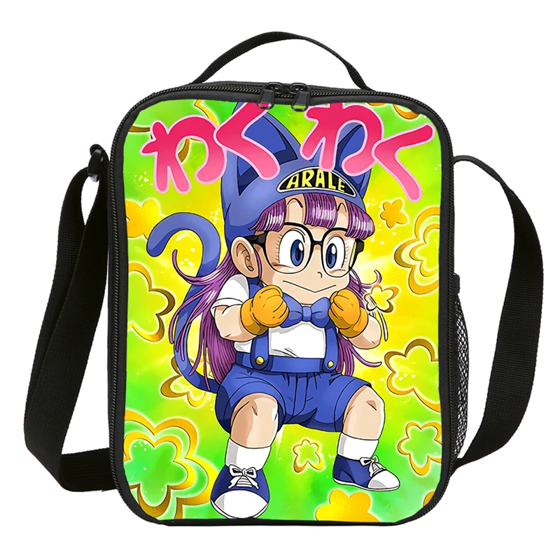 Dr. Slump Arale мультфильм сумки для ланча изолированные теплые Kisd школьная Сумочка Холст еда Srorage сумки на плечо сумка-холодильник - Цвет: Зеленый