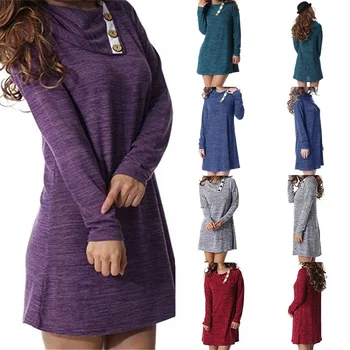 

clothing OWLPRINCESS 2020 New Style for Autumn and Winter Button Lapel Loose Long-Sleeved Dress