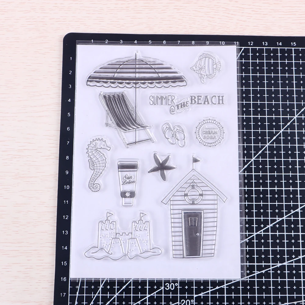 

Lychee Life DIY Beach Holiday Pattern Clear Stamp Transparent Silicone Stamp Seal Sheet For Scrapbooking Photo Album Decoration