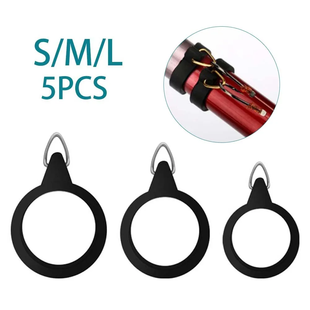 Fishing hook keeper 5pcs Elastic Fishing Rod Hook Ring Keeper High-elastic Fly Pole Rubber Rings Metal Holders Pesca Iscas Fish Tackle Tools S M L fishing tools fishing accessories fishing tool fishing tackle