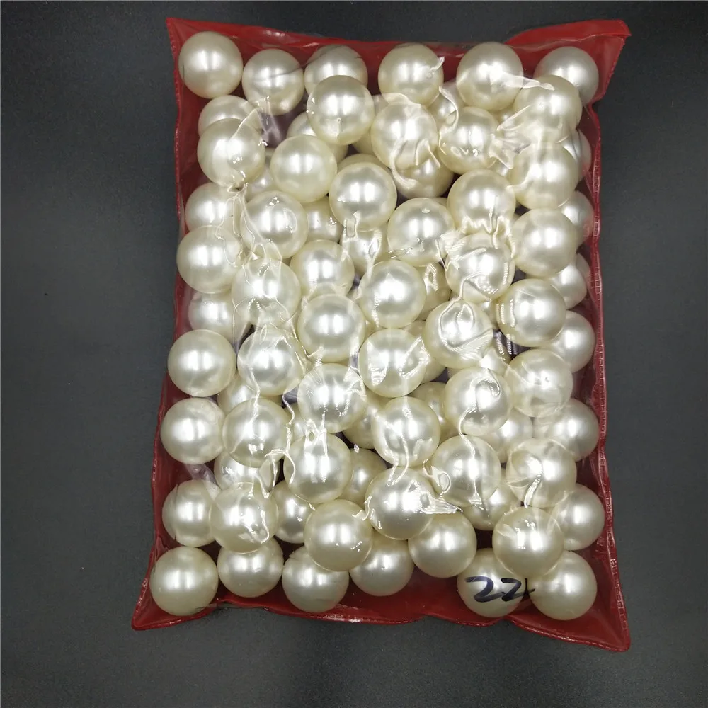 2-22mm No Hole Ivory Round Acrylic ABS Imitation Pearl Bead Charm Loose Beads for Jewelry Making Craft Necklace Earring Headwear