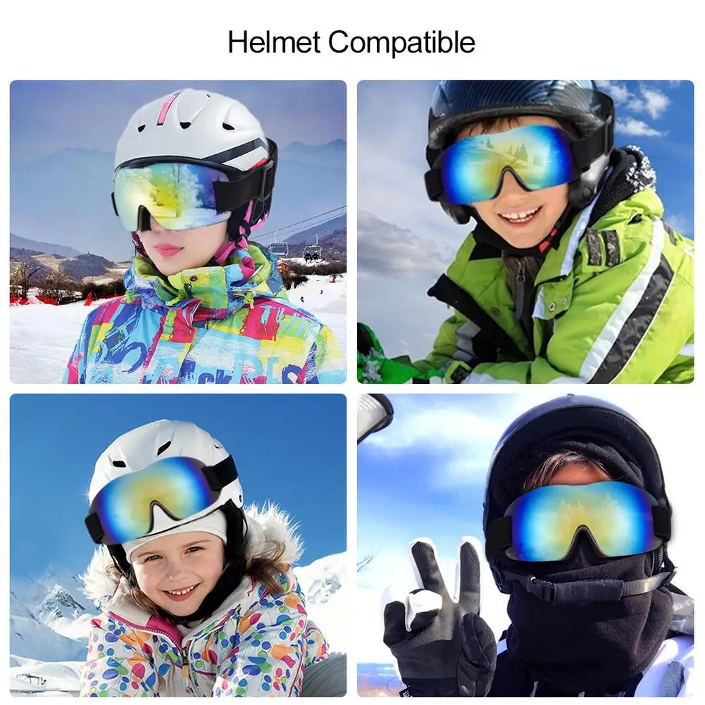 Лыжные очки, двухслойные, УФ, анти-туман, большая Лыжная маска, очки для катания на лыжах, сноуборде, очки для мужчин и женщин, лыжные очки