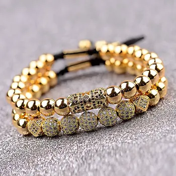 

Top Quality White Zircon Balls Charms Bracelet Men Hommes Pulseras Handmade Luxury Copper Beaded Bracelets For Women