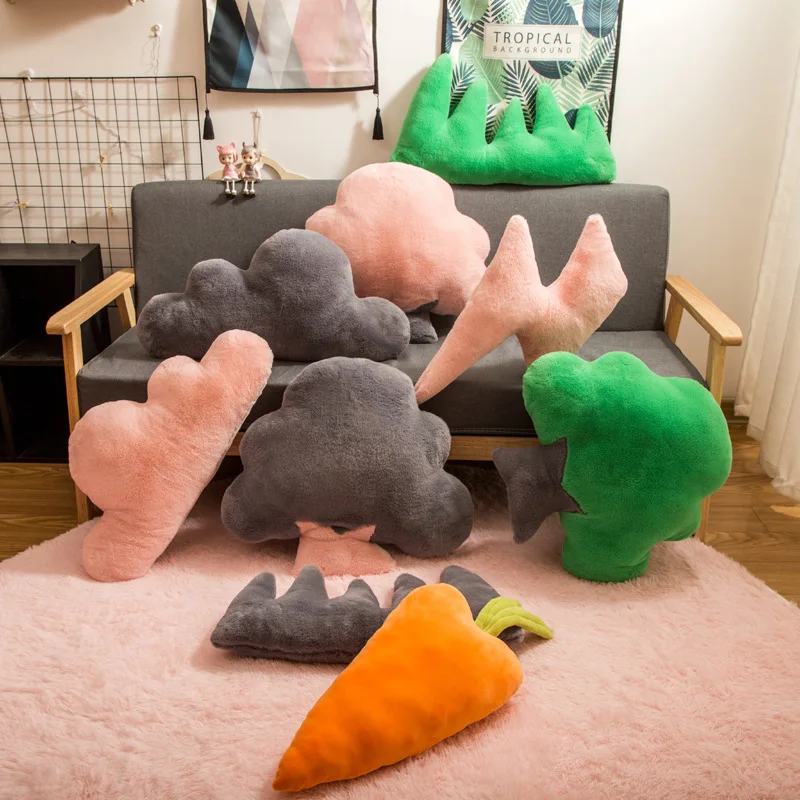 Creative Northern European-Style Simple Cloud Lightning Carrot Solid Color Pillow CHILDREN'S Room Photo Shoot Decoration Pillow