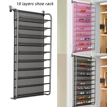 

Over Door Hanging Shoe Rack 10 Tier Shoes Organizer Wall Mounted Shoe Hanging Shelf For Home Dormitory Shoes