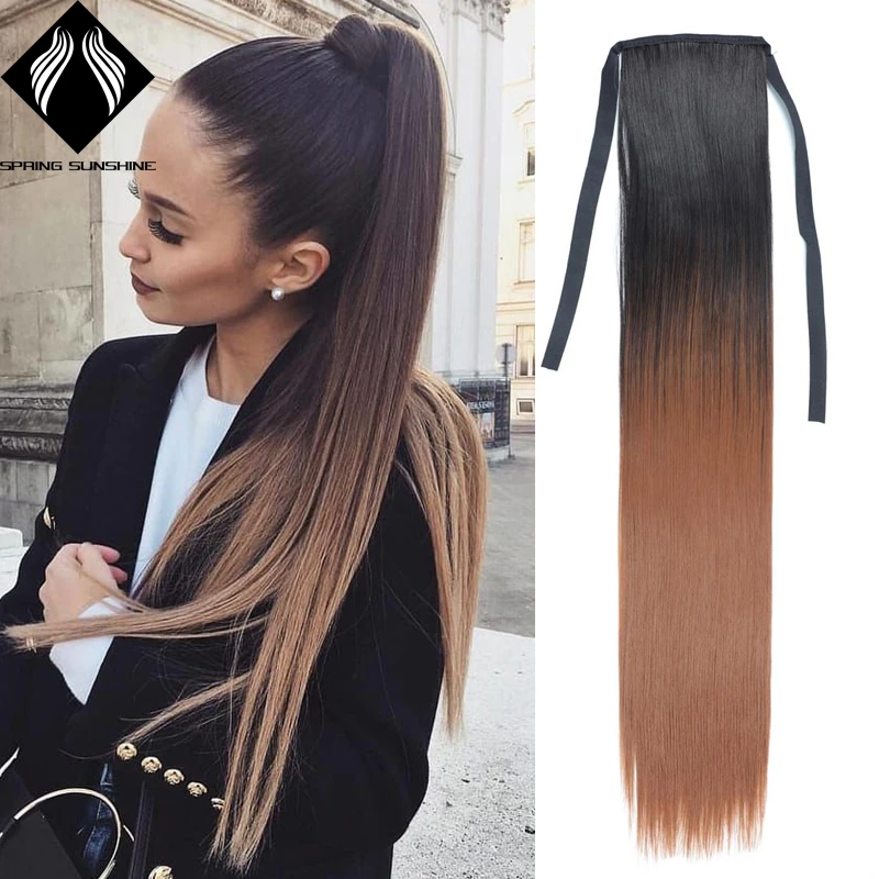 Synthetic Ponytails Long Blonde Ponytail silky Straight Black clip in  Ponytail Drawstring Wrap Around Clip in Hair Extension|Synthetic Ponytails|  - AliExpress