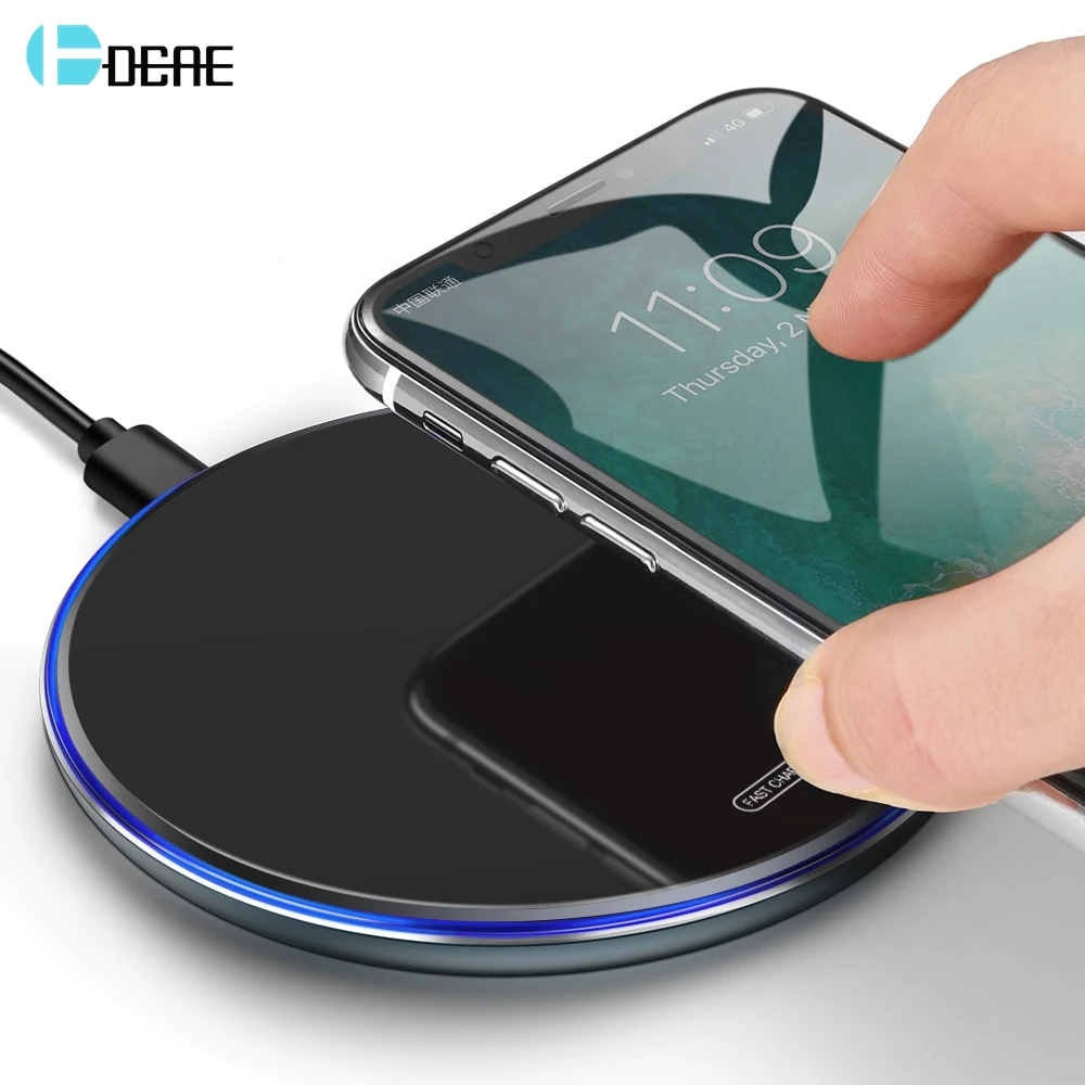 Беспроводное зарядное устройство DCAE Qi 10 Вт быстрая зарядка для iPhone X XR XS 8 11 Samsung S8 S9