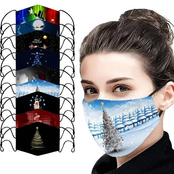 

1Pcs Adult Unisex Christmas Print Mouth Masks Protection Washable Dustproof Breathable Earloop Face Mask mascarilla reutilizable