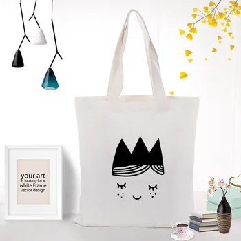 

ILLUSTRATION Canvas Tote Bag Handbag Custom Print Logo Text DIY Daily Use Print Shopping Bag Eco Reusable Recycle