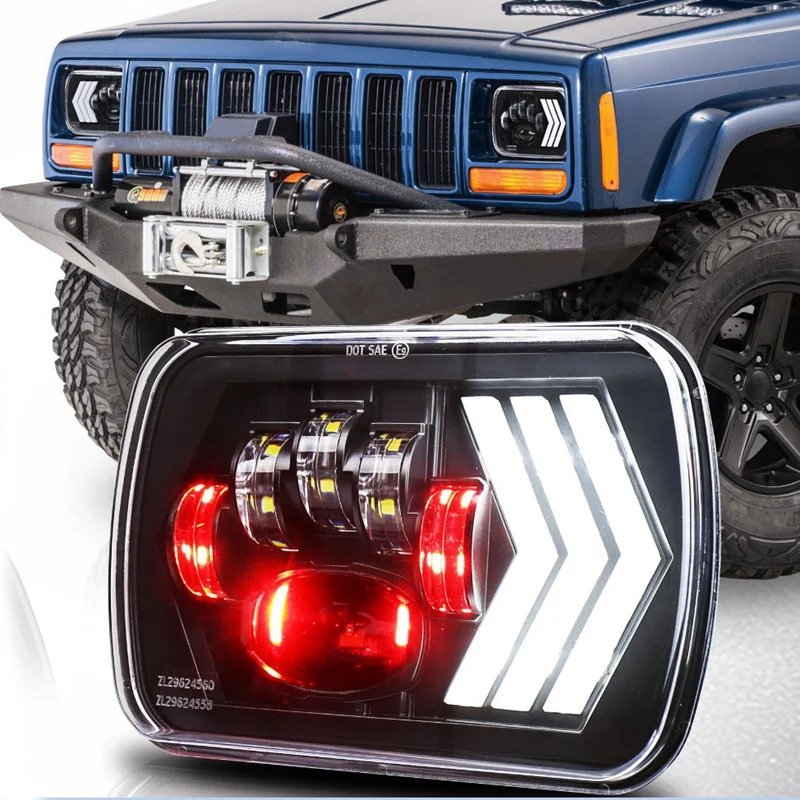 

2Pcs 5X7 Inch LED Headlight Angel Eye,55W 4800Lm H4 Wiring Harness Headlight for Chevy S10 Blazer Express Van For Jeep Wrangler