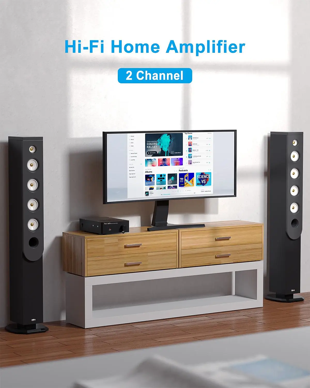 Fosi Audio HD-A1 Hi-Fi Home Audiophile Power Amplifier 2 Channel Class AB Black
