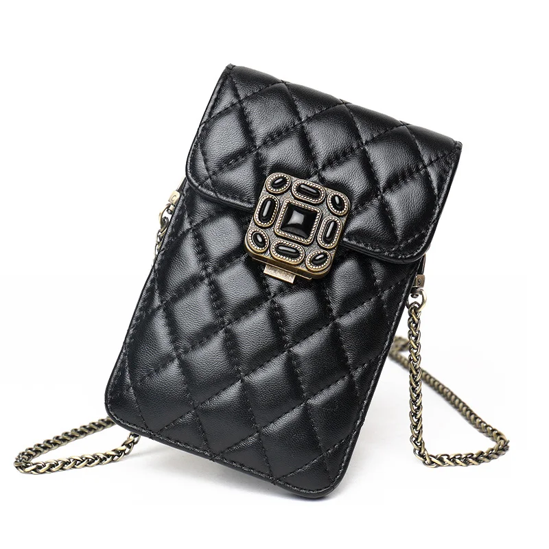 

Top Quality Sheepskin Phone Bag Vintage Women Shoulder Bags Crossbody Bags For Women Mini Messenger Bag
