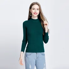 Autumn Winter Korean Style Casual Pullover Sweater Women Half High Collar Slim Long-sleeved Knitted Bottoming Shirt Robe Femme