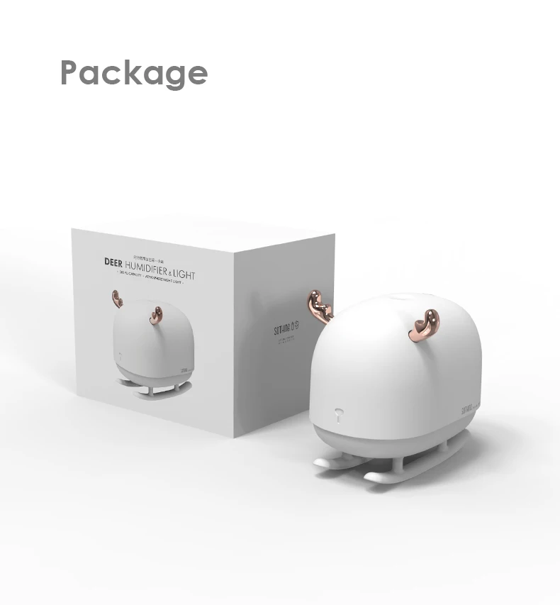 New Sleigh Deer Humidifier Ultrasonic Mute Bedroom Aroma Diffuser 260ml USB mini Essential Oil Diffuser
