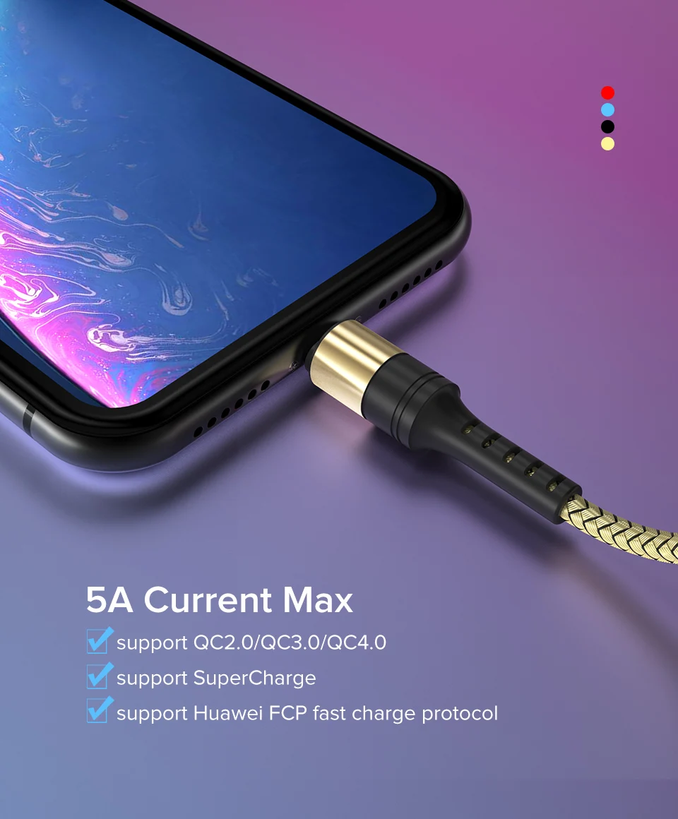 Venroii 1 м 2 м usb type C кабель 5A SuperCharge для huawei P30 P20 Pro QC3.0 Быстрая зарядка Шнур для мобильного телефона USBC провод тип-c Кабо