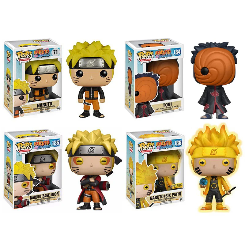 Funko Pop SIX PATH #186 NARUTOs #185 SASUKE TOBI #184 виниловые экшн фигурки куклы игрушки Hatake Kakashi Itachi