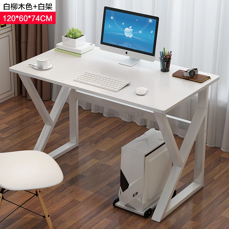 Креативный компьютерный стол настольный домашний простой экономичный современный Одноместный стальной деревянный стол простой Рабочий стол - Цвет: Белый