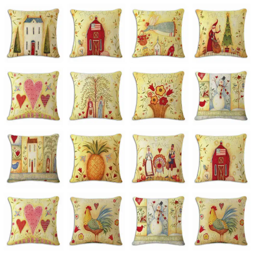 Toon кантри жизни Рождественский Чехол на подушку наволочка хлопок лен с принтом