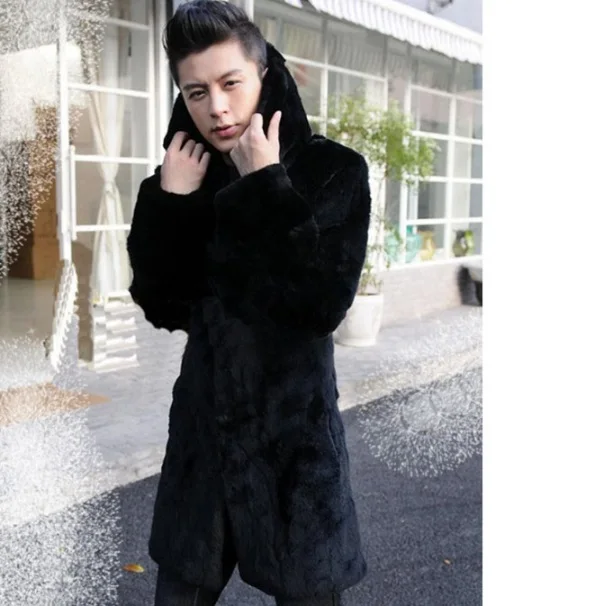 Jaqueta De Couro Masculina,, куртка из искусственного меха норки, пальто, 5XL, 6XL размера плюс, зимняя, теплая, Harajuku, с капюшоном, черная, верхняя одежда, XL669