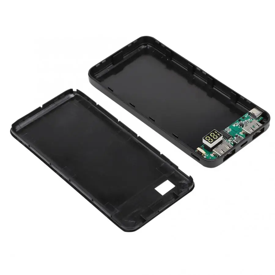 

Portable Carbon Fiber Lithium 10000mAh Polymer Battery Cell Housing with Digital Display DIY Power Bank Box Shell