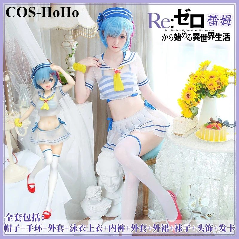 

COS-HoHo Anime Re:Life In A Different World From Zero Rem Sailor Suit Swimsuit Uniform Cosplay Costume Role Play Outfit Women
