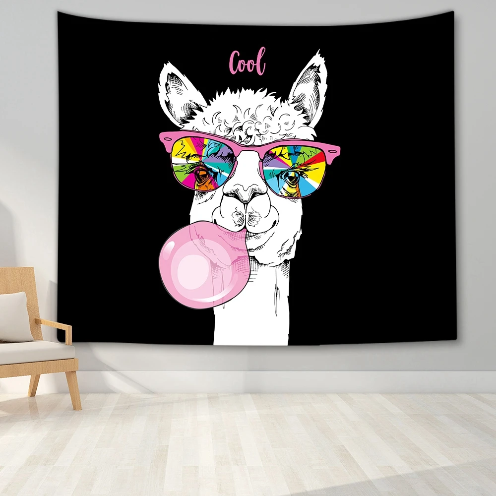 

Alpaca Cartoon Animal Wall Hanging Tapestry Home Decor Blanket Bed Sheet Art Hippie Tapestry for Living Room Camping Mat