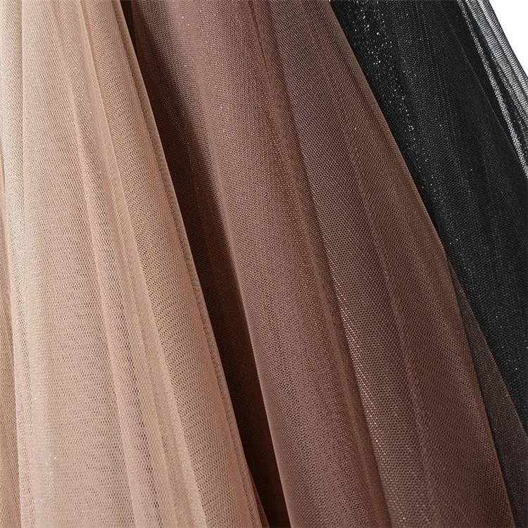New Korean Stars Sequined Puff Layered Tulle Tutu Long Skirts Mesh Starry Metallic Sweet Fairy Pleated Long Skirts Women