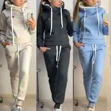 2 шт., спортивная одежда, осень-зима, спортивный костюм для женщин, женская спортивная одежда, толстовки с капюшоном и штаны, комплект из двух предметов, набор для бега