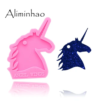 

DY0137 Shiny Unicorn head Silicone Molds For DIY key ring epoxy resin Mold Craft custom keychain