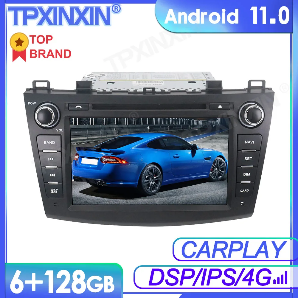 6 + 128G Android 11 для Mazda 3 2009-2012 Автомобильный мультимедийный плеер GPS навигатор Аудио