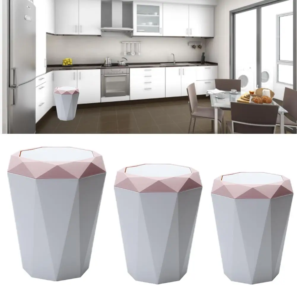

Nordic Style Flap Type Trash Can Innovative Diamond Shape Trash Can for Kitchen Living Room Bathroom Home Products