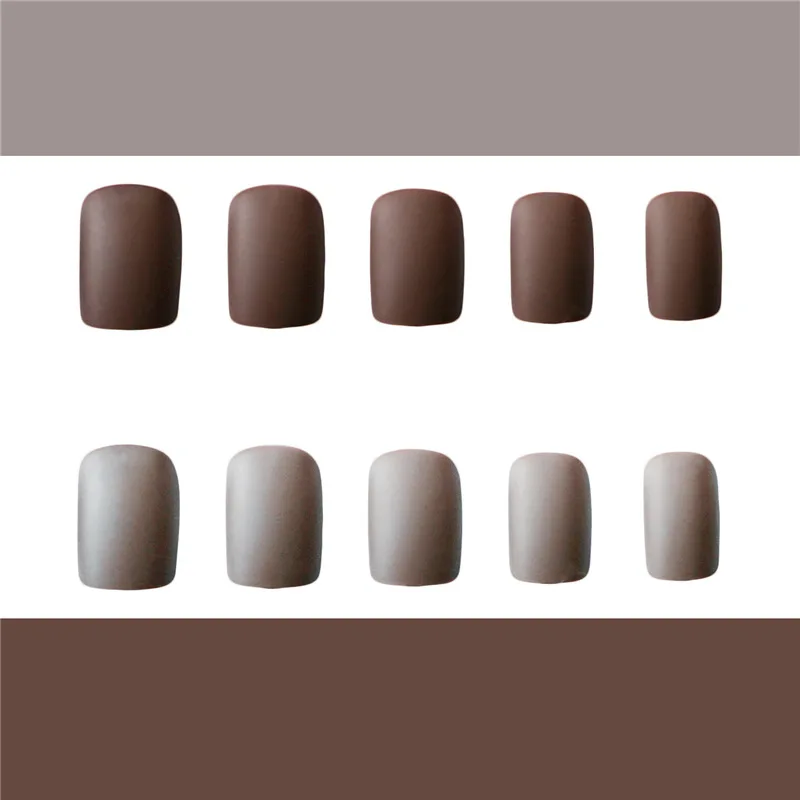 Mocha coffee Matte Jump поддельные ногти с дизайнерским завершенным полным покрытием для свадебного дизайна ногтей несколько цветов клей много с клеем 24 счета