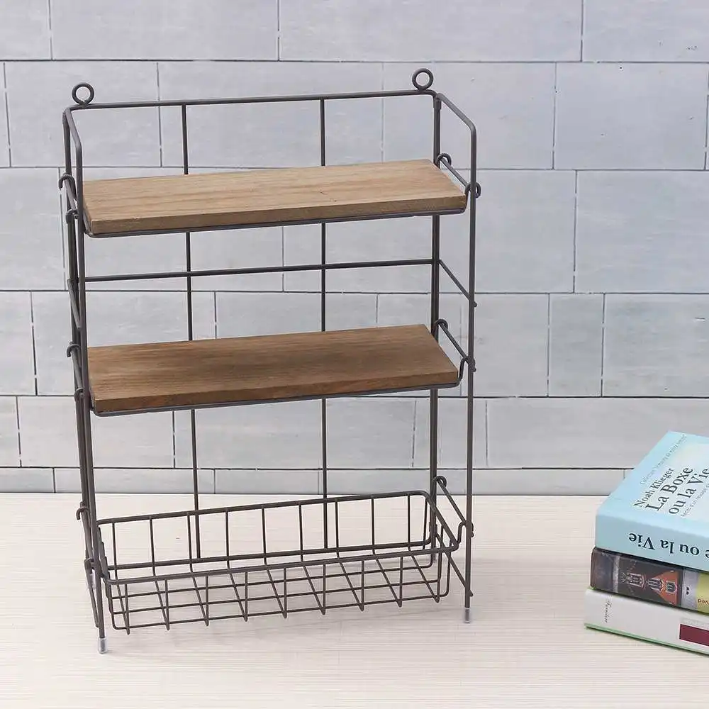 Durable 3 Layer Iron Art Storage Rack Holder Removable Kitchen Storage Rack Fridge Side Shelf Bathroom Organizer